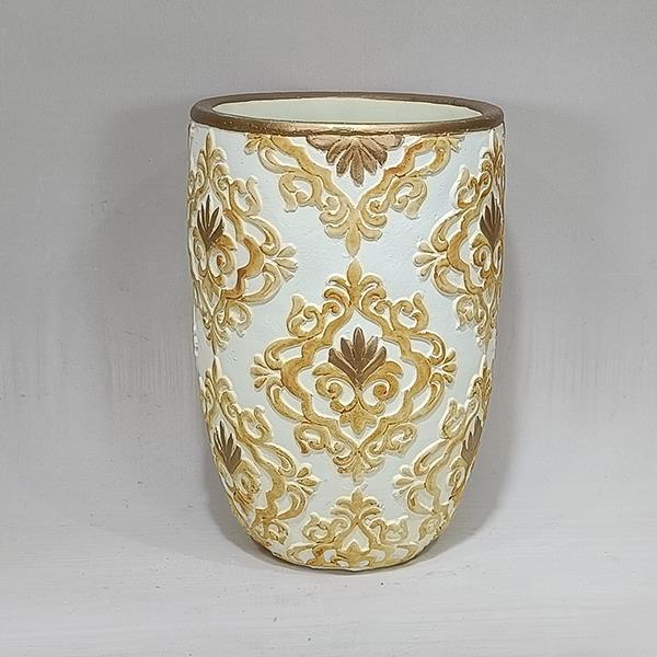 ΒΑΖΟ ΤΣΙΜΕΝΤΕΝΙΟ ΚΡΕΜ - ΧΡΥΣΟ 15.5x15.5x23cm