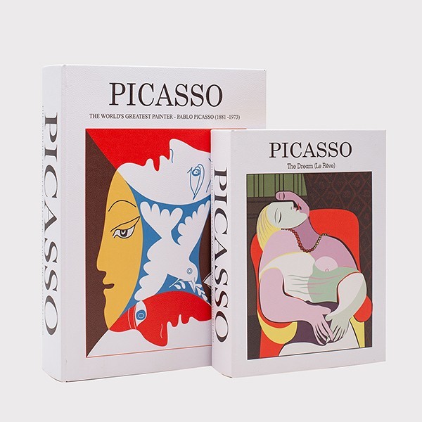 S/2 ΔΙΑΚΟΣΜΗΤΙΚΑ ΚΟΥΤΙΑ ΒΙΒΛΙΑ PICASSO ΞΥΛΙΝΑ ΛΕΥΚΟ-ΚΟΚΚΙΝΟ-ΜΑΥΡΟ 27x20x5.5cm/ 34x25x7cm