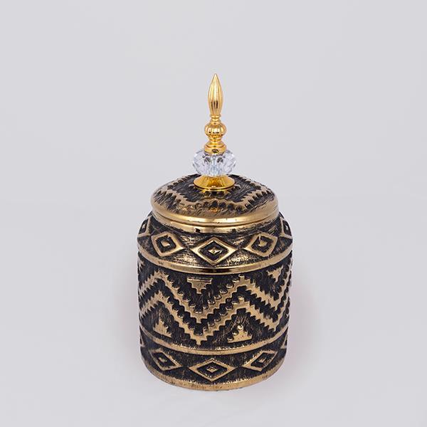 ΒΑΖΟ ΜΕ ΚΑΠΑΚΙ ΚΕΡΑΜΙΚΟ ΜΑΥΡΟ -  ΧΡΥΣΟ 15x15x28.3cm