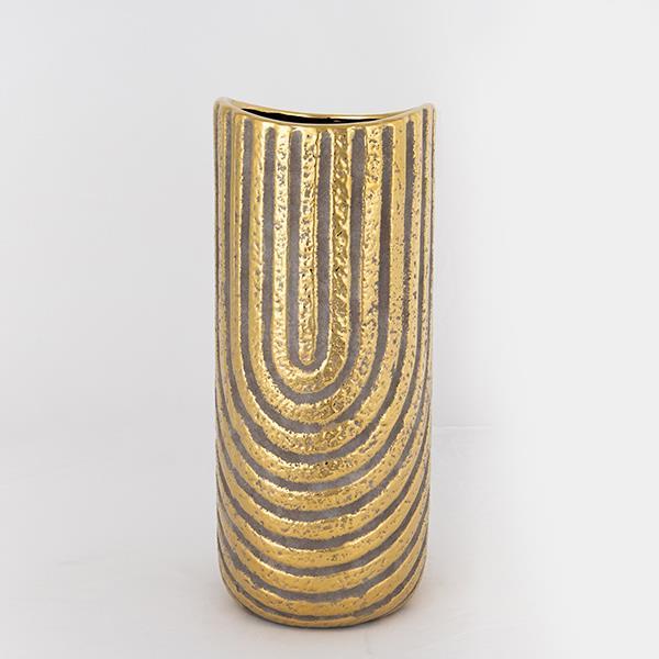 ΒΑΖΟ ΚΕΡΑΜΙΚΟ ΓΚΡΙ - ΧΡΥΣΟ 13.5x13.5x28cm