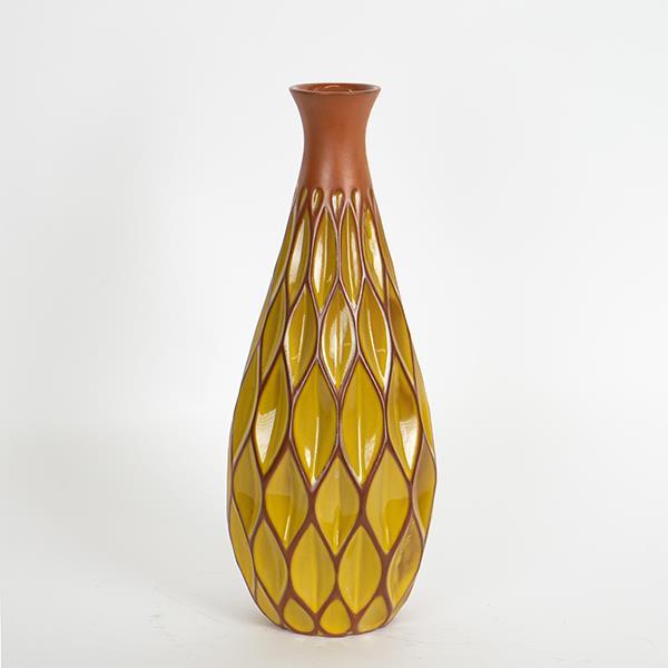ΒΑΖΟ ΚΕΡΑΜΙΚΟ ΤΕΡΑΚΟΤΑ - ΚΙΤΡΙΝΟ 14.5x14.5x37cm