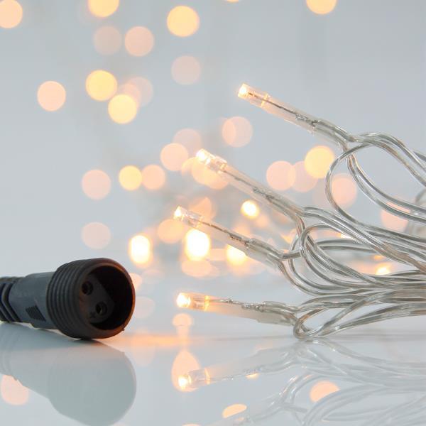ΣΕΙΡΑ, 100 LED 3mm, 31V ΜΕΤΑΣΧΗΜΑΤΙΣΤΗ, 4 ΕΠΕΚΤΑΣΕΙΣ ΕΩΣ 3 ΣΕΤ,  ΔΙΑΦΑΝΟ PVC ΚΑΛΩΔΙΟ, ΘΕΡΜΟ ΛΕΥΚΟ LED ΑΝΑ 5cm, ΠΡΟΕΚΤΑΣΗ ΠΑΡΟΧΗΣ 3m, ΙP44