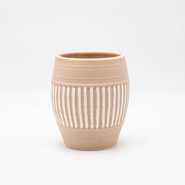 ΒΑΖΟ ΚΕΡΑΜΙΚΟ ΜΠΕΖ-ΛΕΥΚΟ 12x12x15cm