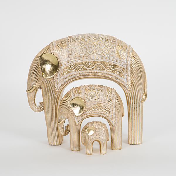 S/3 ΕΛΕΦΑΝΤEΣ ΧΡΥΣΟΙ 23.5x8x21.5cm/12.5x6x12cm/5x3.5x6cm