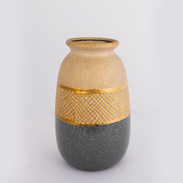 ΒΑΖΟ ΚΕΡΑΜΙΚΟ ΧΡΥΣΟ - ΓΚΡΙ 15.5x15.5x25.5cm