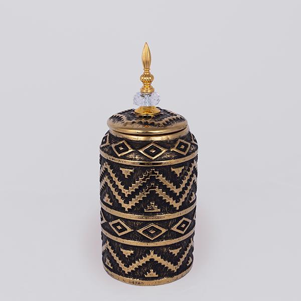 ΒΑΖΟ ΜΕ ΚΑΠΑΚΙ ΚΕΡΑΜΙΚΟ ΜΑΥΡΟ - ΧΡΥΣΟ 15x15x35.5cm