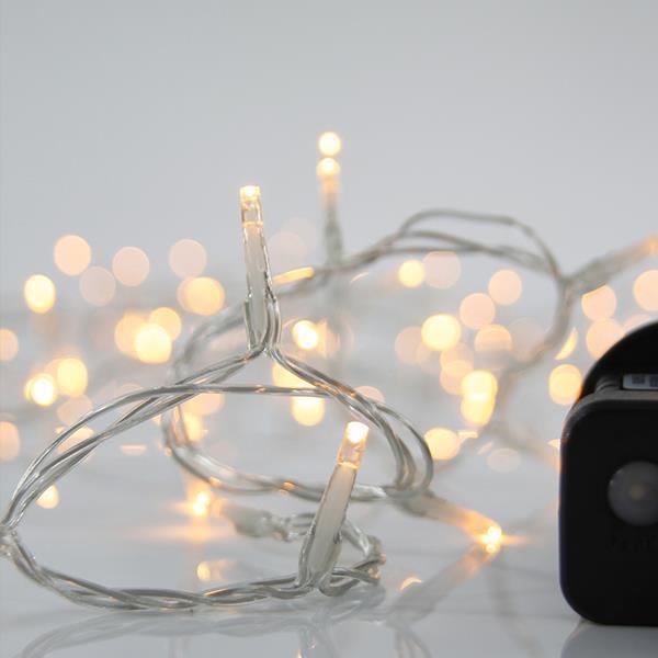 ΣΕΙΡΑ, 50 LED 3mm, 4.5V ΜΕΤΑΣΧΗΜΑΤΙΣΤΗ, 8 ΠΡΟΓΡΑΜΜΑΤΑ & ΜΝΗΜΗ, ΔΙΑΦΑΝΟ PVC ΚΑΛΩΔΙΟ, ΘΕΡΜΟ ΛΕΥΚΟ LED ΑΝΑ 5cm, ΠΡΟΕΚΤΑΣΗ ΠΑΡΟΧΗΣ 3m, IP44