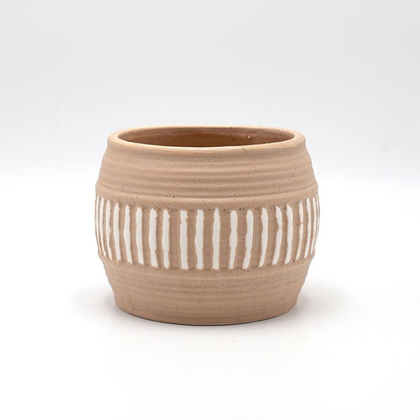 ΒΑΖΟ ΚΕΡΑΜΙΚΟ ΜΠΕΖ-ΛΕΥΚΟ 12x12x9.5cm
