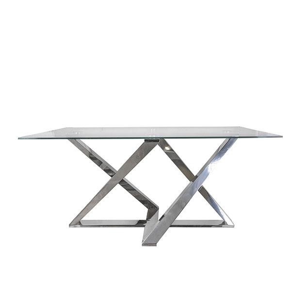 ΤΡΑΠΕΖΙ ΔΙΑΦΑΝΕΣ TEMPERED GLASS-ΠΟΔΙΑ ΑΝΟΞΕΙΔΩΤΟ ΑΤΣΑΛΙ ΑΣΗΜΙ 160x90x76cm
