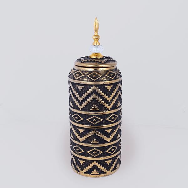 ΒΑΖΟ ΜΕ ΚΑΠΑΚΙ ΚΕΡΑΜΙΚΟ ΜΑΥΡΟ - ΧΡΥΣΟ 15x15x42.2cm