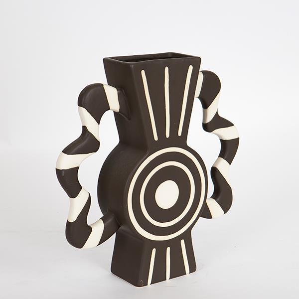 ΒΑΖΟ ΚΕΡΑΜΙΚΟ ΜΑΥΡΟ - ΜΠΕΖ ΜΕ ΧΕΡΟΥΛΙΑ 37x8x35.5cm