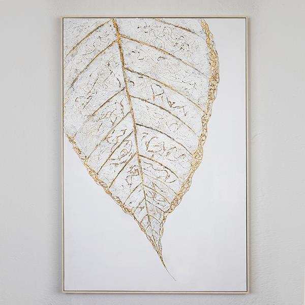 ΠΙΝΑΚΑΣ ΚΑΜΒΑΣ ΦΥΛΛΟ ΛΕΥΚΟ - ΧΡΥΣΟ 82x5x122cm