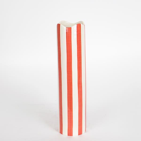 ΒΑΖΟ ΚΕΡΑΜΙΚΟ ΛΕΥΚΟ - ΚΟΚΚΙΝΟ 8.2x8.2x32cm