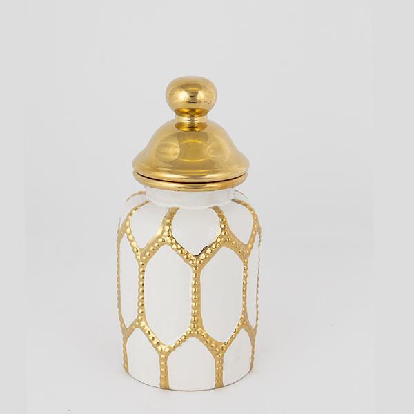 ΒΑΖΟ ΜΕ ΚΑΠΑΚΙ ΚΕΡΑΜΙΚΟ ΛΕΥΚΟ - ΧΡΥΣΟ 12.5x26cm