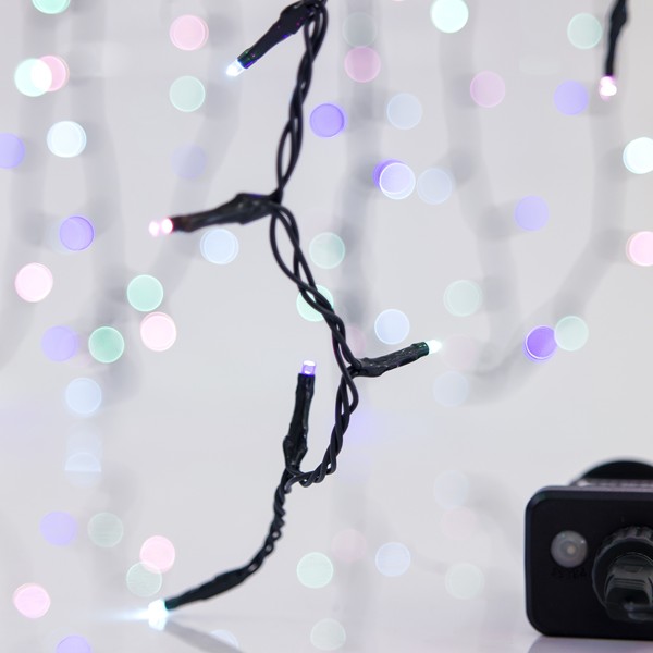 ΣΕΙΡΑ, 100 LED 3mm, 31V ΜΕΤΑΣΧΗΜΑΤΙΣΤΗ, 8 ΠΡΟΓΡΑΜΜΑΤΑ & ΜΝΗΜΗ, ΠΡΑΣΙΝΟ PVC ΚΑΛΩΔΙΟ, OPAL ΧΡΩΜΑΤΙΣΤΟ LED ΑΝΑ 5cm, ΠΡΟΕΚΤΑΣΗ ΠΑΡΟΧΗΣ 3m, ΙΡ44