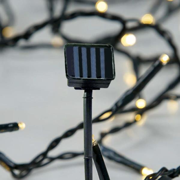 ΣΕΙΡΑ, 96 LED 5mm, ΗΛΙΑΚΟ ΣΥΛΛΕΚΤΗ ΜΕ ΑΙΣΘΗΤΗΡΑ ΦΩΤΟΣ, ΠΡΑΣΙΝΟ PVC ΚΑΛΩΔΙΟ, ΘΕΡΜΟ ΛΕΥΚΟ LED ΑΝΑ 10cm, ΠΡΟΕΚΤΑΣΗ ΠΑΡΟΧΗΣ 1m, IP44