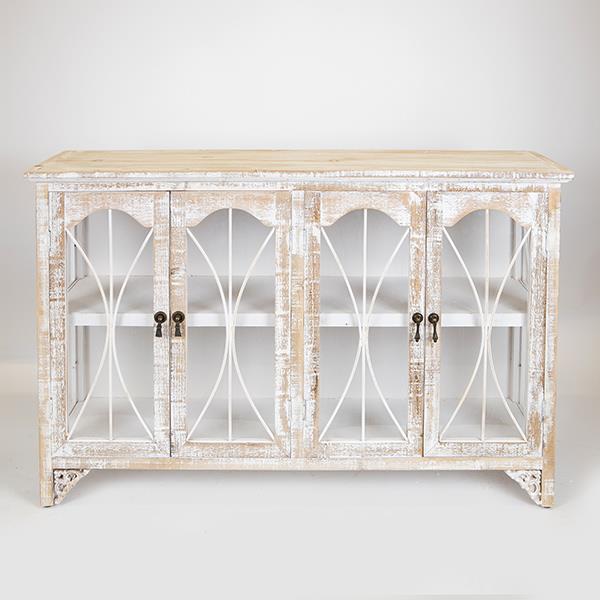 ΜΠΟΥΦΕΣ ΞΥΛΙΝΟΣ ΑΝΤΙΚΕ ΛΕΥΚΟΣ 121x32x78cm