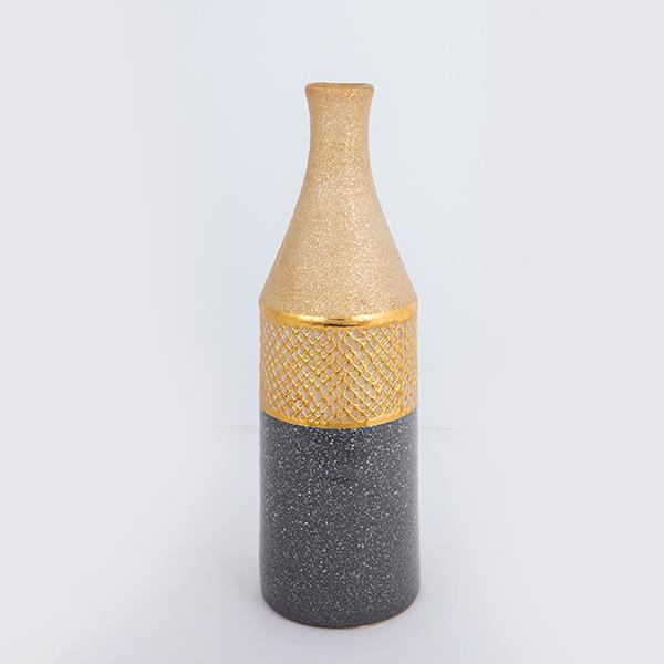 ΒΑΖΟ ΚΕΡΑΜΙΚΟ ΓΚΡΙ -ΧΡΥΣΟ 12x12x41cm