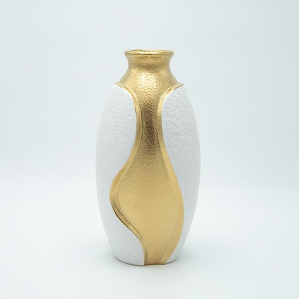 ΒΑΖΟ ΚΕΡΑΜΙΚΟ ΛΕΥΚΟ - ΧΡΥΣΟ 15.5x14.5x31cm