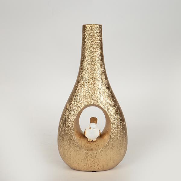 ΒΑΖΟ ΠΟΛΥΡΕΖΙΝ ΧΡΥΣΟ - ΛΕΥΚΟ 15.8x8.9x32.5cm