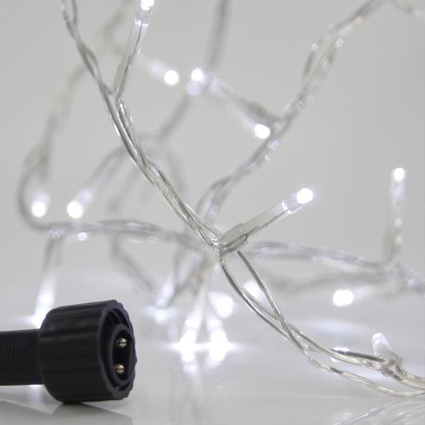 ΣΕΙΡΑ, 100 LED 3mm, 31V ΜΕΤΑΣΧΗΜΑΤΙΣΤΗ, 4 ΕΠΕΚΤΑΣΕΙΣ ΕΩΣ 3 ΣΕΤ, ΔΙΑΦΑΝΟ PVC ΚΑΛΩΔΙΟ, ΛΕΥΚΟ LED ΑΝΑ 5cm, ΠΡΟΕΚΤΑΣΗ ΠΑΡΟΧΗΣ 3m, ΙP44
