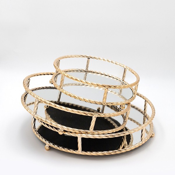 S/3 ΔΙΣΚΟΣ ΜΕΤΑΛΛΙΚΟΣ ΜΕ ΚΑΘΡΕΦΤΗ ΧΡΥΣΟ 37x7x37cm /32x7x32cm /27x7x27cm