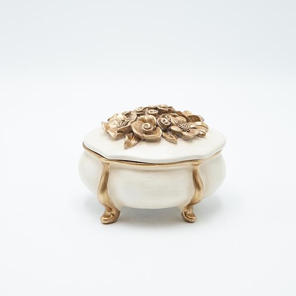 ΜΠΩΛ ΜΕ ΚΑΠΑΚΙ ΠΟΛΥΡΕΣΙΝ ΛΕΥΚΟ - ΧΡΥΣΟ 12x10x8.8cm