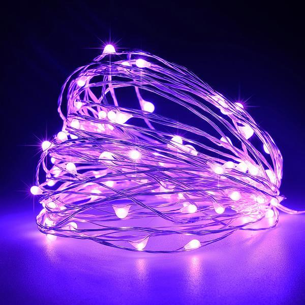 ΣΕΙΡΑ, 100 ΜΙΝΙ LED, ΜΕΤΑΣΧΗΜΑΤΙΣΤΗ, ΣΤΑΘΕΡΟ, ΑΣΗΜΙ ΧΑΛΚΙΝΟ ΚΑΛΩΔΙΟ, ΜΩΒ LED ANA 10cm, ΠΡΟΕΚΤΑΣΗ ΠΑΡΟΧΗΣ 5m, ΙΡ44