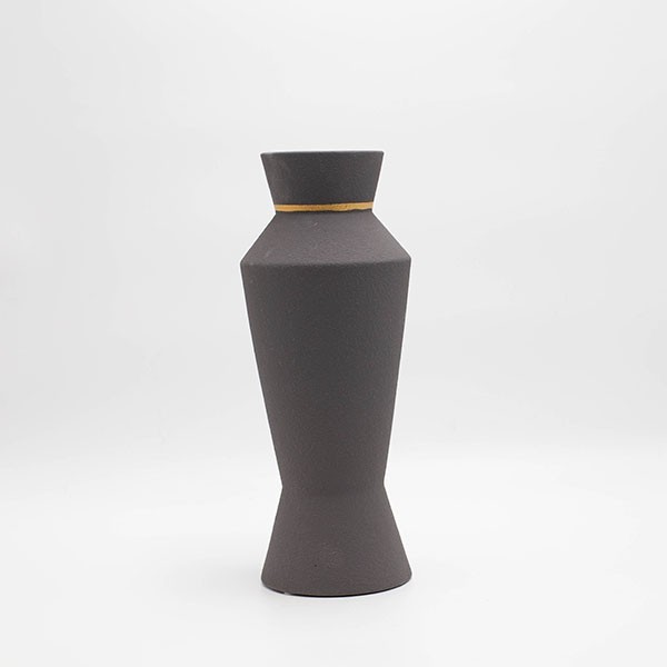 BAZO ΚΕΡΑΜΙΚΟ ΓΚΡΙ ΜΕ ΧΡΥΣΗ ΛΕΠΤΟΜΕΡΕΙΑ 11.5x11.5x30cm