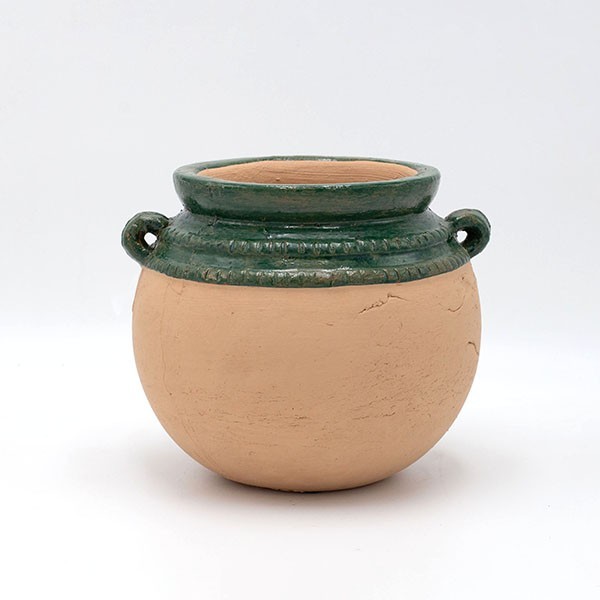 ΠΥΘΑΡΙ ΚΕΡΑΜΙΚΟ ΠΡΑΣΙΝΟ-ΜΠΕΖ 20x19x17cm