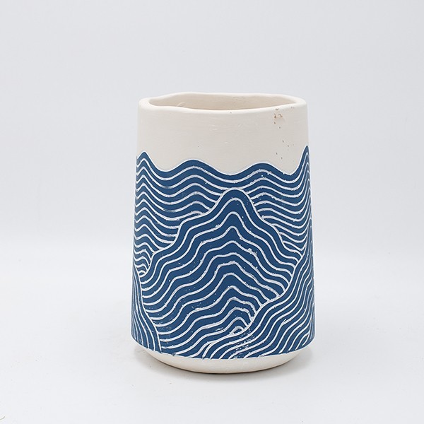 ΒΑΖΟ ΤΣΙΜΕΝΤΕΝΙΟ ΜΠΛΕ-ΛΕΥΚΟ 14x14x20cm