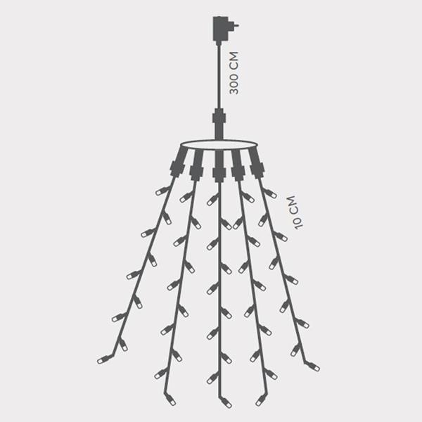 ΧΤΑΠΟΔΙ, 175 LED 3mm, 31V ΜΕΤΑΣΧΗΜΑΤΙΣΤΗ, ΠΡΑΣΙΝΟ PVC ΚΑΛΩΔΙΟ, ΘΕΡΜΟ ΛΕΥΚΟ LED ANA 10cm (5 ΣΕΙΡΕΣ x 35 LED), ΠΡΟΕΚΤΑΣΗ ΠΑΡΟΧΗΣ 3m, ΙΡ44