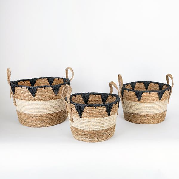 S/3 ΚΑΛΑΘΙΑ ΨΑΘΙΝΑ ΚΑΦΕ-ΜΑΥΡΟ 27x20x20cm / 30x22x22cm / 36x28x25cm