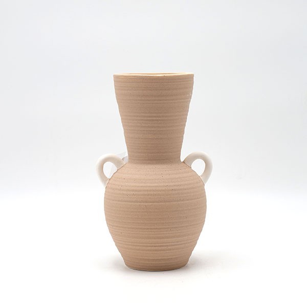 ΒΑΖΟ ΚΕΡΑΜΙΚΟ ΜΠΕΖ-ΛΕΥΚΟ 11.5x11.5x17cm