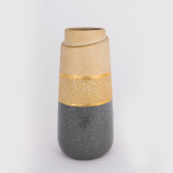 ΒΑΖΟ ΚΕΡΑΜΙΚΟ ΧΡΥΣΟ - ΓΚΡΙ 13.5x13.5x29.5cm