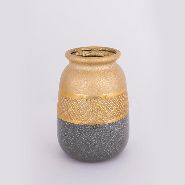 ΒΑΖΟ ΚΕΡΑΜΙΚΟ ΧΡΥΣΟ - ΓΚΡΙ 13.5x13.5x19cm