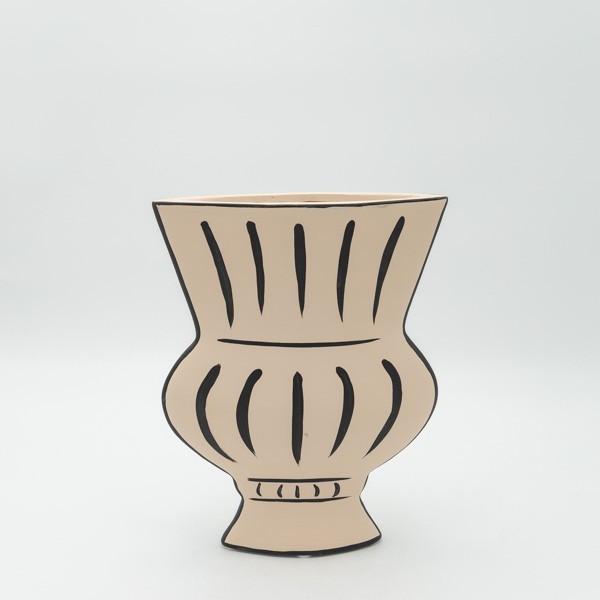 BAZO ΑΜΦΟΡΕΑΣ ΚΕΡΑΜΙΚΟ ΜΠΕΖ-ΜΑΥΡΟ 21x6x26cm