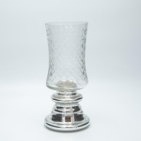 ΒΑΖΟ ΓΥΑΛΙΝΟ ΜΕΤΑΛΛΙΚΟ ΑΣΗΜΙ 30x13cm