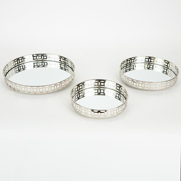 S/3 ΔΙΣΚΟΣ ΜΕΤΑΛΛΙΚΟΣ ΜΕ ΚΑΘΡΕΦΤΗ ΑΣΗΜΙ 25x4cm / 21x4cm / 17x4cm