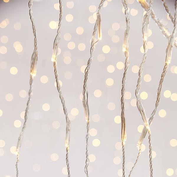 ΚΟΥΡΤΙΝΑ, 240 LED 3mm, 31V ΜΕΤΑΣΧΗΜΑΤΙΣΤΗ, ΠΡΟΓΡΑΜΜΑ SNOWFALL & ΜΝΗΜΗ, ΔΙΑΦΑΝO PVC ΚΑΛΩΔΙΟ, ΘΕΡΜΟ ΛΕΥΚΟ LED (H100 x W200cm, 20 ΣΕΙΡΕΣ x 12 LED, ΠΡΟΕΚΤΑΣΗ ΠΑΡΟΧΗΣ 3m, IP44