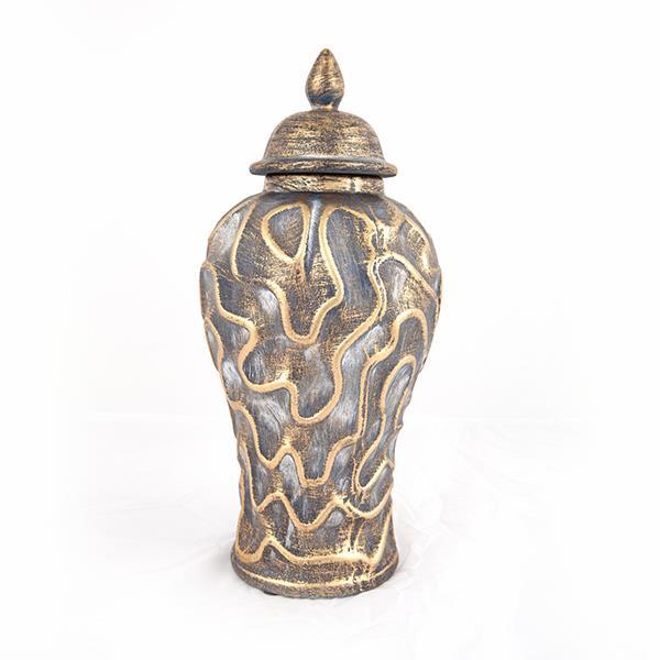 ΒΑΖΟ ΜΕ ΚΑΠΑΚΙ ΚΕΡΑΜΙΚΟ ΧΡΥΣΟ - ΓΚΡΙ 17.5x17.5x38.5cm