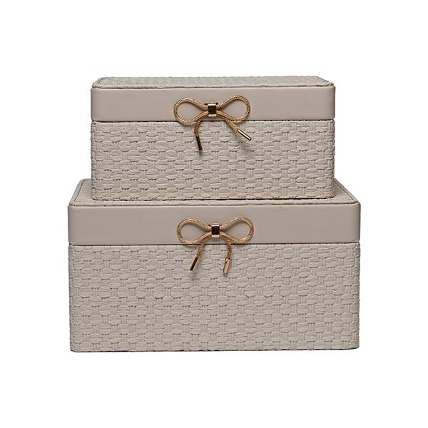 S/2 ΔΙΑΚΟΣΜΗΤΙΚΑ ΚΟΥΤΙΑ ΞΥΛΙΝΑ ΓΚΡΙ 24x16x12cm/ 20x12x9.5cm