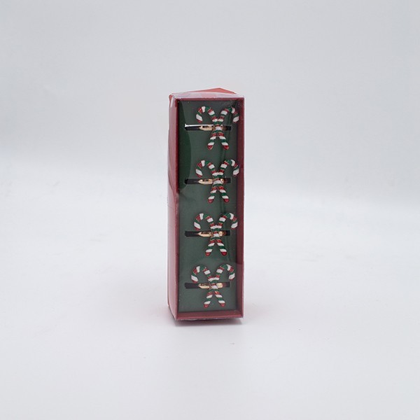 ΔΑΧΤΥΛΙΔΙΑ ΠΕΤΣΕΤΑΣ, ΜΕΤΑΛΛΙΚΑ, CANDY CANE, ΣΕΤ 4ΤΜΧ, 3.2x3.5x4.5cm