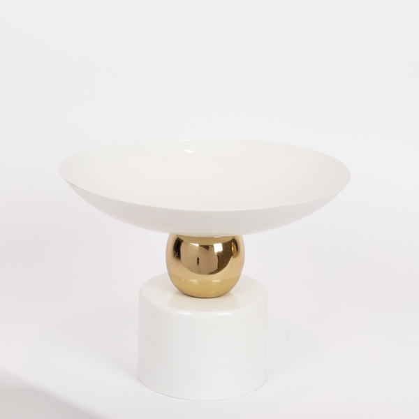 ΜΠΩΛ ΜΕ ΠΟΔΙ ΜΕΤΑΛΛΙΚΟ ΛΕΥΚΟ - ΧΡΥΣΟ 33x15x26cm