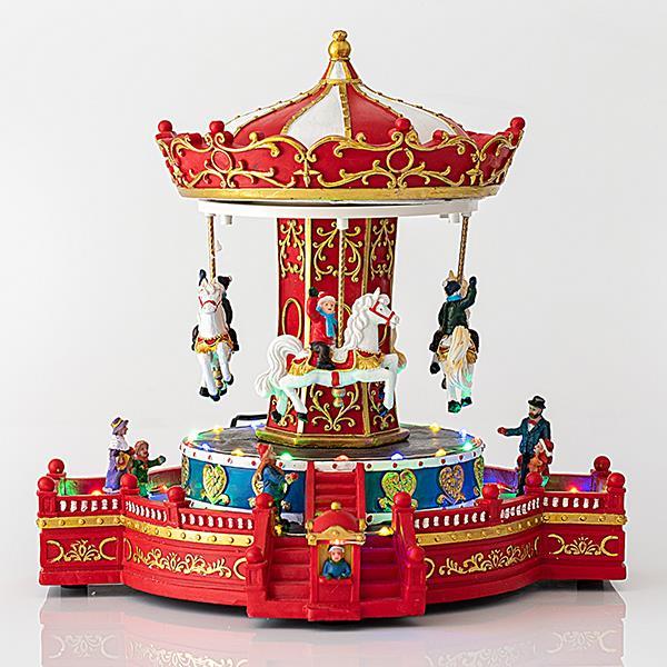 ΚΑΡΟΥΖΕΛ, ΜΕ ΚΙΟΣΚΙ, 49 LED, ΜΕ ΜΕΤΑΣΧΗΜΑΤΙΣΤΗ, ΜΕ ΜΟΥΣΙΚΗ ΚΑΙ ΚΙΝΗΣΗ, 32,5x28x30cm