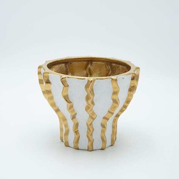 ΒΑΖΟ ΚΕΡΑΜΙΚΟ ΛΕΥΚΟ - ΧΡΥΣΟ 17.5x17.5x14cm