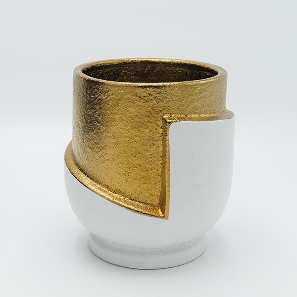 ΒΑΖΟ ΚΕΡΑΜΙΚΟ ΛΕΥΚΟ - ΧΡΥΣΟ 17.5x17x18.5cm