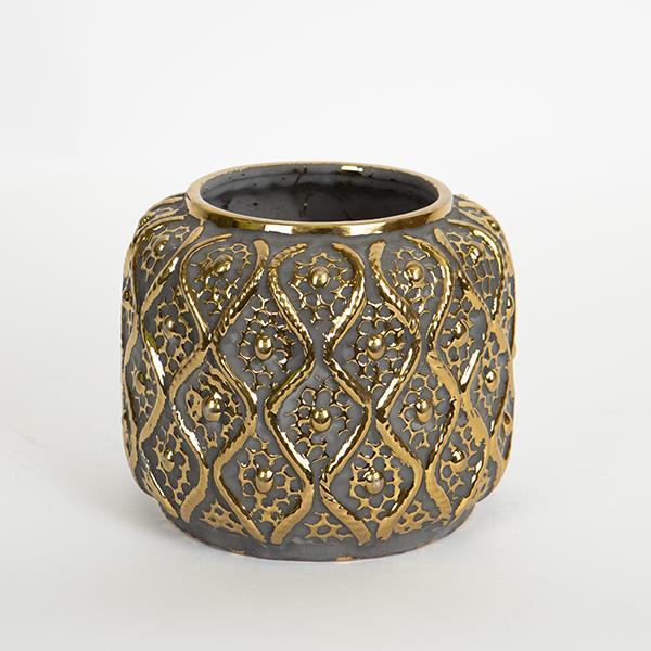 ΒΑΖΟ ΚΕΡΑΜΙΚΟ ΜΑΥΡΟ - ΧΡΥΣΟ 19x19x15.5cm