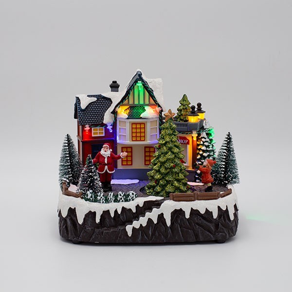 ΠΛΑΤΕΙΑ, ΜΕ ΑΓΙΟ ΒΑΣΙΛΗ ΚΑΙ ΧΡΙΣΤΟΥΓΕΝΝΙΑΤΙΚΟ ΔΕΝΤΡΟ, ΜΕ ΦΩΣ ΚΑΙ ΚΙΝΗΣΗ, ΜΠΑΤΑΡΙΑΣ, 20x15x17.2cm