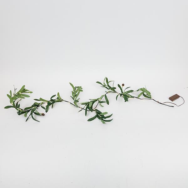 ΦΩΤΙΖΟΜΕΝΗ ΓΙΡΛΑΝΤΑ ΕΛΙΑΣ 150cm 16 ΘΕΡΜΑ ΛΕΥΚΑ MINI LED ΜΠΑΤΑΡΙΑΣ 2xAA ΠΡΟΕΚΤΑΣΗ ΠΑΡΟΧΗΣ 30cm IP20